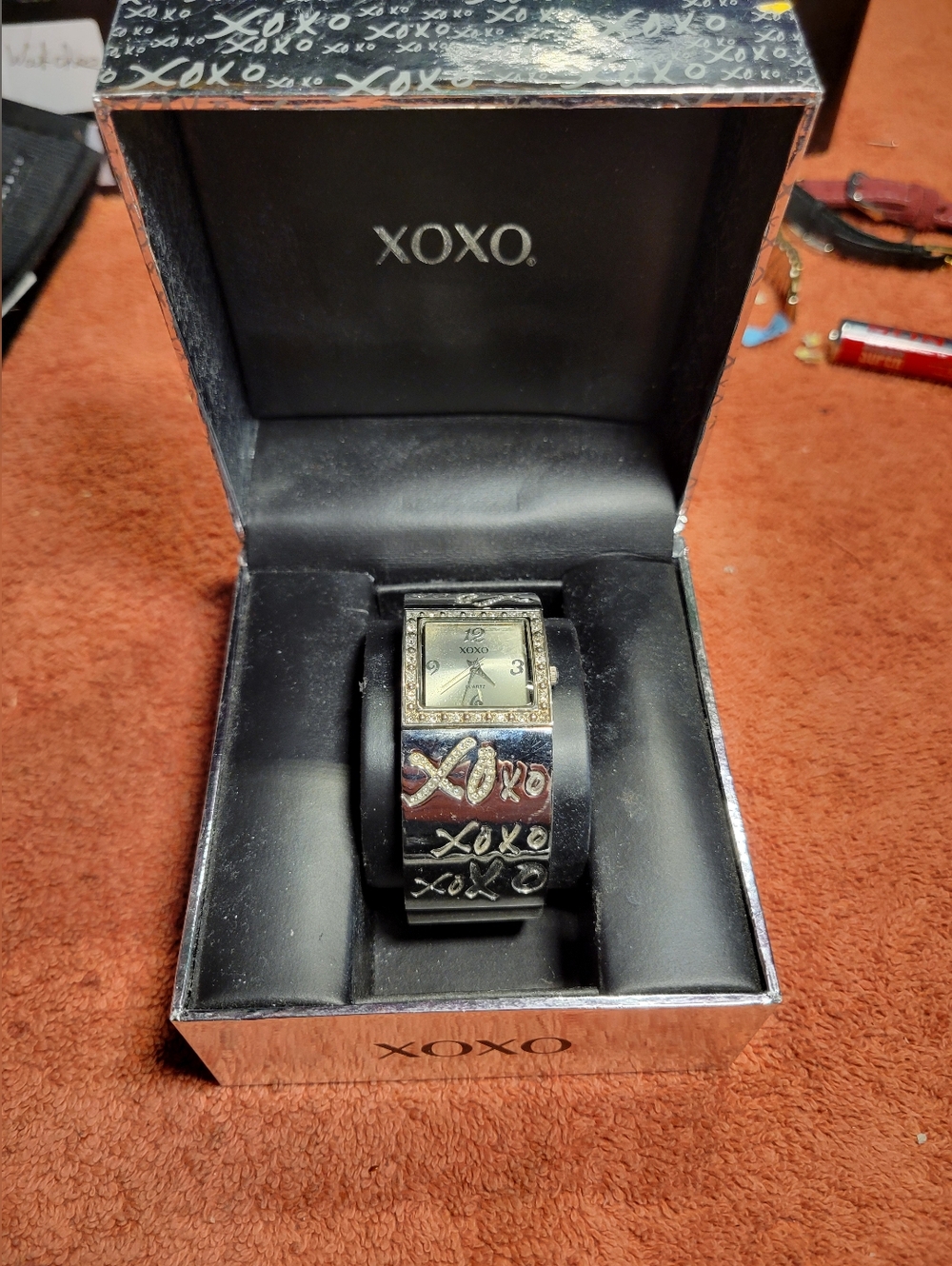 XOXO rhinestone cuff band watch